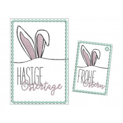 Stickdatei - Postkarte ITH "Hasige Ostertage & Frohe Ostern" Hasenohren